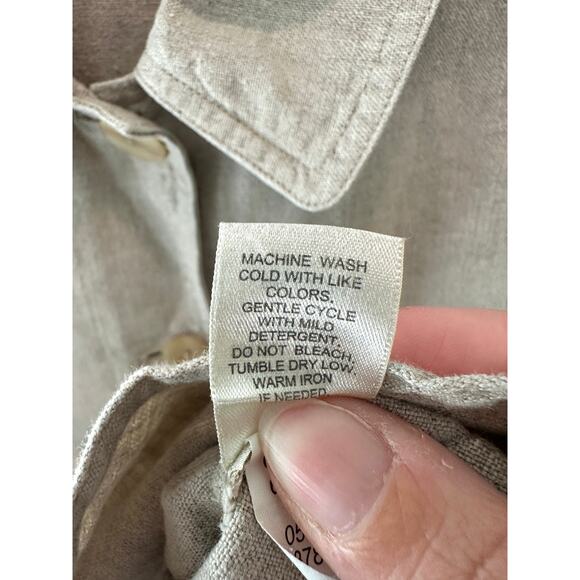 J.JILL | 100% Linen Button Front Jacket Beige Tan Rainbow Smocked Waist | XL - Picture 8 of 8